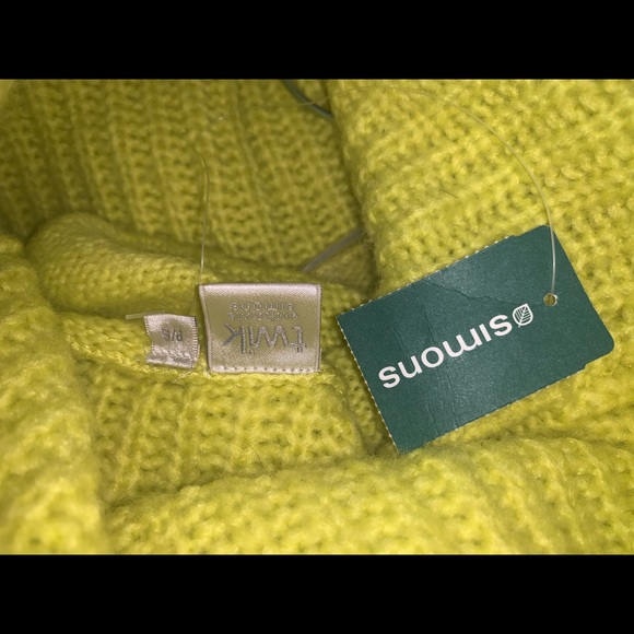 Twik Bright Yellow / Green Cowl Neck Knit Sweater - Picture 5 of 10